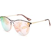 FEISEDY Sunglasses for Women Men Retro Round Cateye Designer Cute Mirrored UV Protection Lens B0210