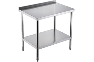 KINGO HOME Kingo Stainless Steel Table 34×24 inches,Heavy Duty Commercial Prep & Work Table with Adjustable Undershelf and Table Foot, for Commercial Kitchen, Restaurant, Hotel and Garage