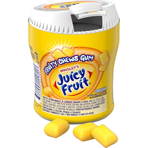 JUICY FRUIT FRUITY CHEWS ORIGINAL SUGARFREE GUM, 40 PIECE BOTTLE