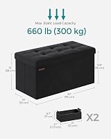 Songmics Storage Ottoman Foldable Small Bench 89 L 300 kg Ink Black LSF247B51 view 5