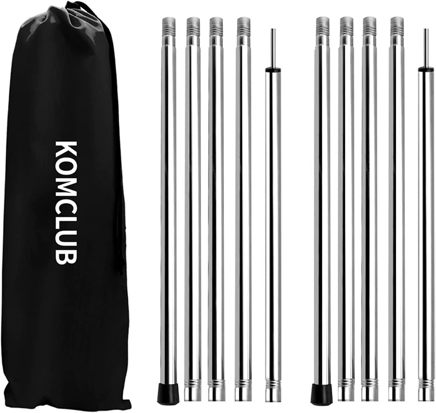 KOMCLUB Adjustable Tarp Poles Camping Tent Poles Stainless Steel Lightweight Tarp Poles for Sun Sails Canopy Awning Shelter Backpacking Hiking 78 in Set of 2