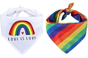 Tinsow 2 Pcs Dog Bandanas Gay Pride Rainbow Bandanas Cotton Handkerchiefs Party Supply Pet Bandana