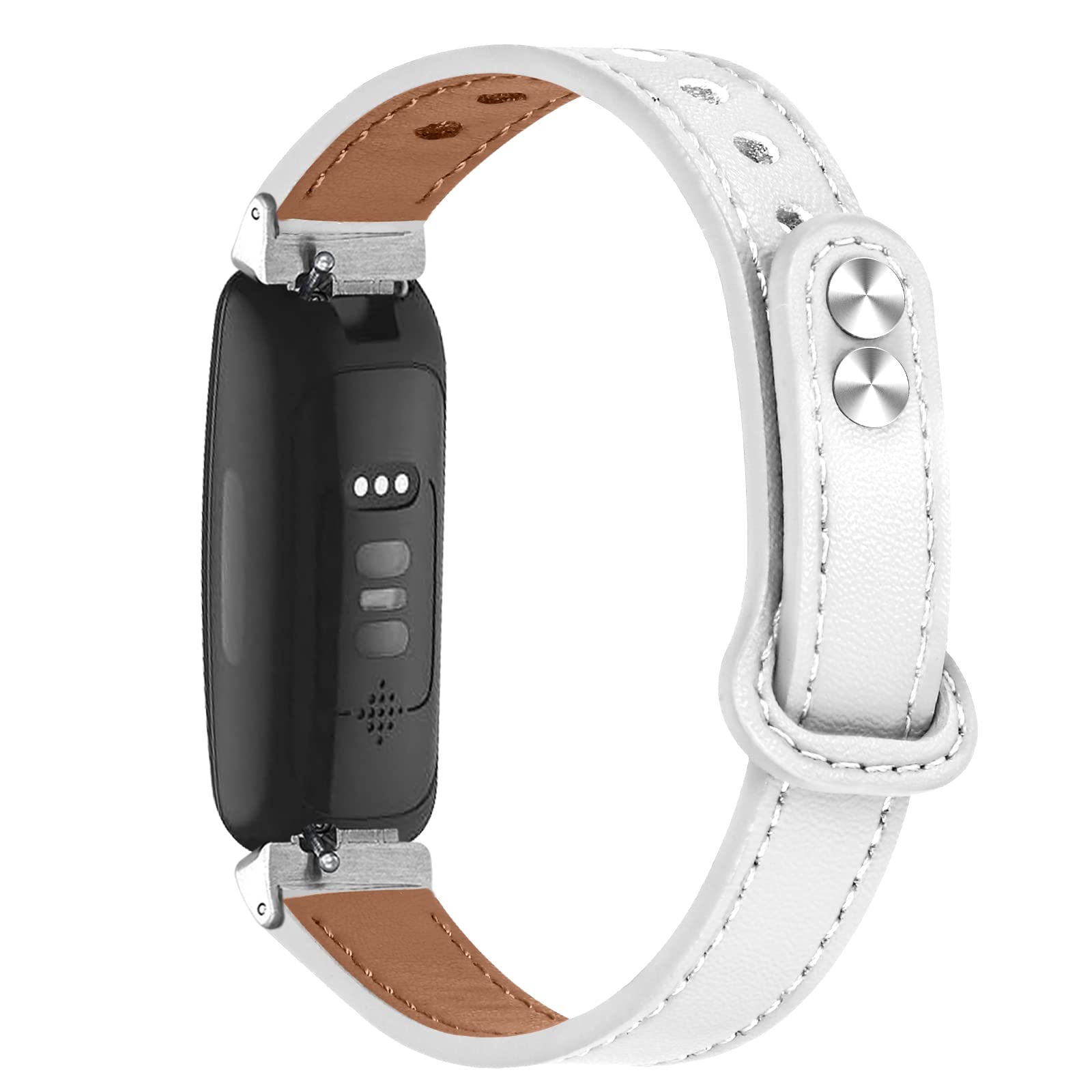 Gimuk Leather Strap Compatible with Fitbit Inspire 2 Strap Women Men, Genuine Leather Sport Wristband Replacement bands Bracelet for Fitbit Inspire HR/Inspire/Ace 2/Ace 3 (White)