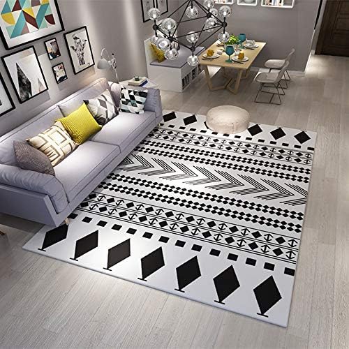 Tlinksy Black and White Diamond Rug Modern Abstract Soft Non-Slip Carpet Living Room Bedroom,A,200CM 300CM