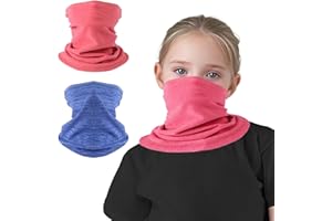 2 Pack Kids Neck Warmer Gaiter, Ski Mask Fleece Windproof Winter Face Cover Bandana Scarfs for Boys Girls Outdoor Sports
