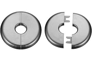 HARFINGTON 2pcs Wall Split Flange 17mm/0.7" Self-Adhesive Plumbing Cover Plates ABS Plastic Round Escutcheon Plate Buckle Design for Water Pipe Bathroom Kitchen Decoration, Gray