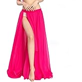 ROYAL SMEELA Chiffon Belly Dance Skirt Slit Long Belly Dancing Skirt Tribal Bellydance Skirts Belly Dance Costume for Women