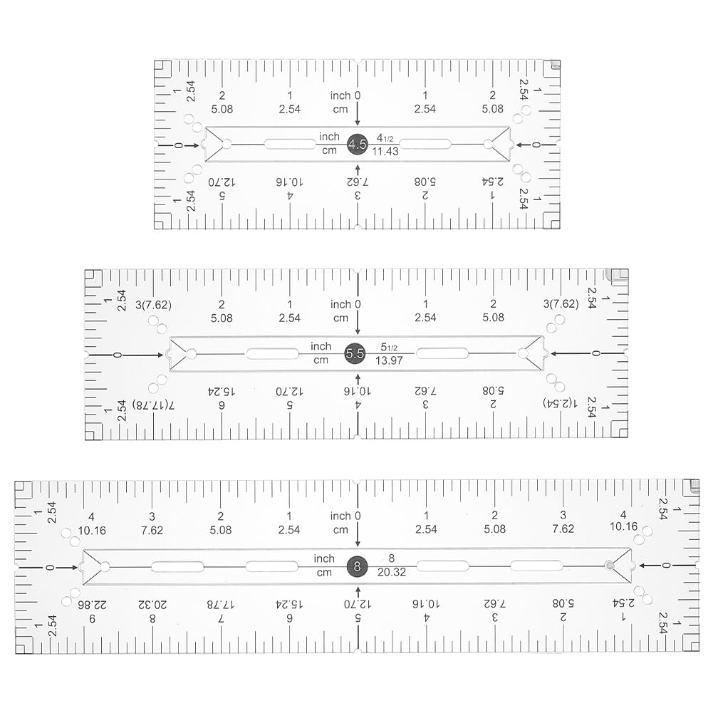 BENECREAT 3Pcs 3 Sizes Acrylic Quilting Ruler, Pocket Pattern, Rectangle Template Quilt Supplies for Cutting Patterns, Sewing, Wallet Pocket Making