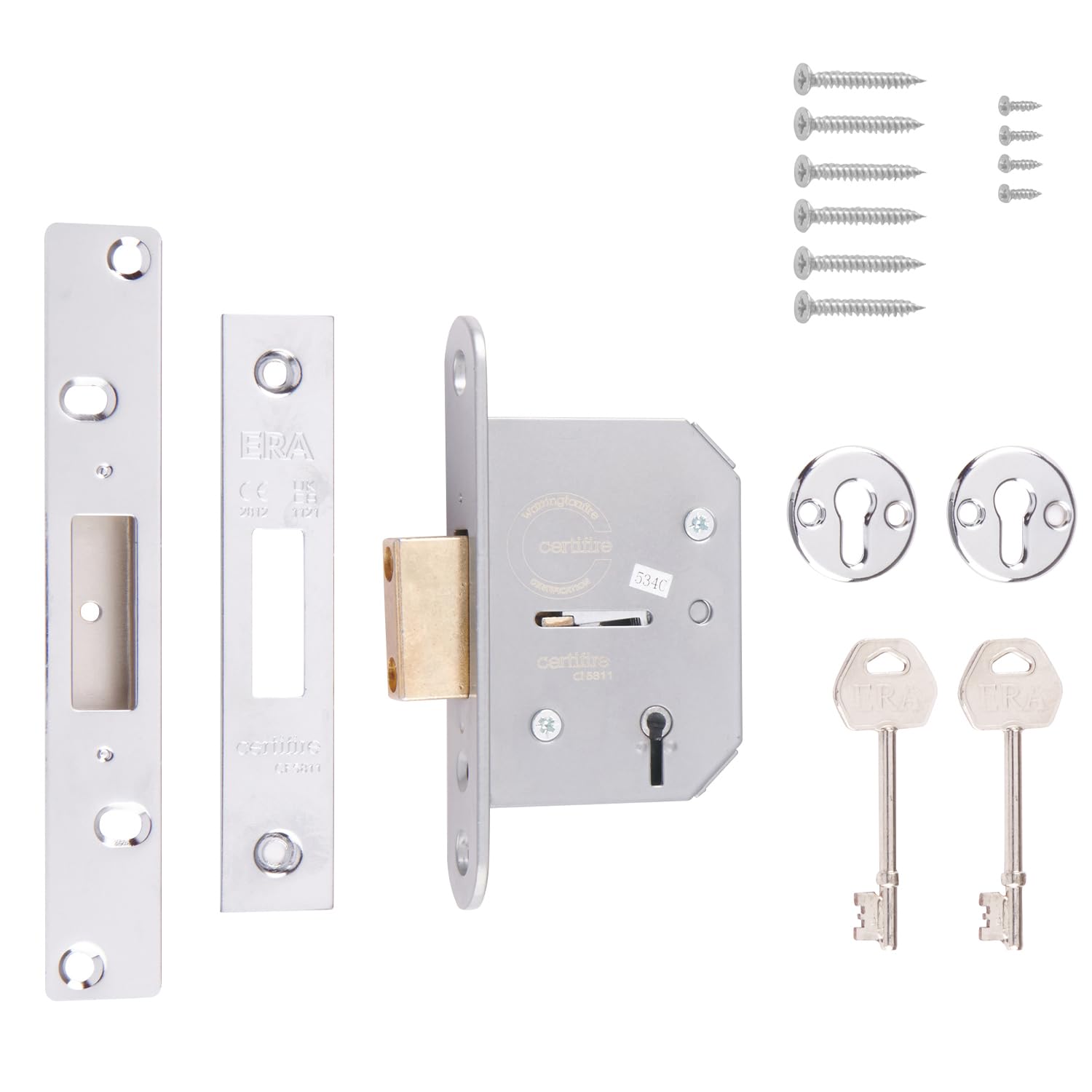 ERA Viscount 2.5-inch/ 64mm 5 Lever High Security Mortice Deadlock - Chrome Effect
