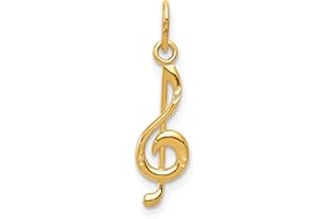 AVARIAH DIAMONDS Avariah Solid 14K Yellow Gold Treble Clef Pendant - 21mm