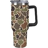 JOJOART Duck Hunter Camouflage 40oz Tumbler with Straw And Lid Insulated Stainless Steel Travel Tumbler Coffee Cup Mug Water Bottle with Handle, Fits in Car Cup Holder