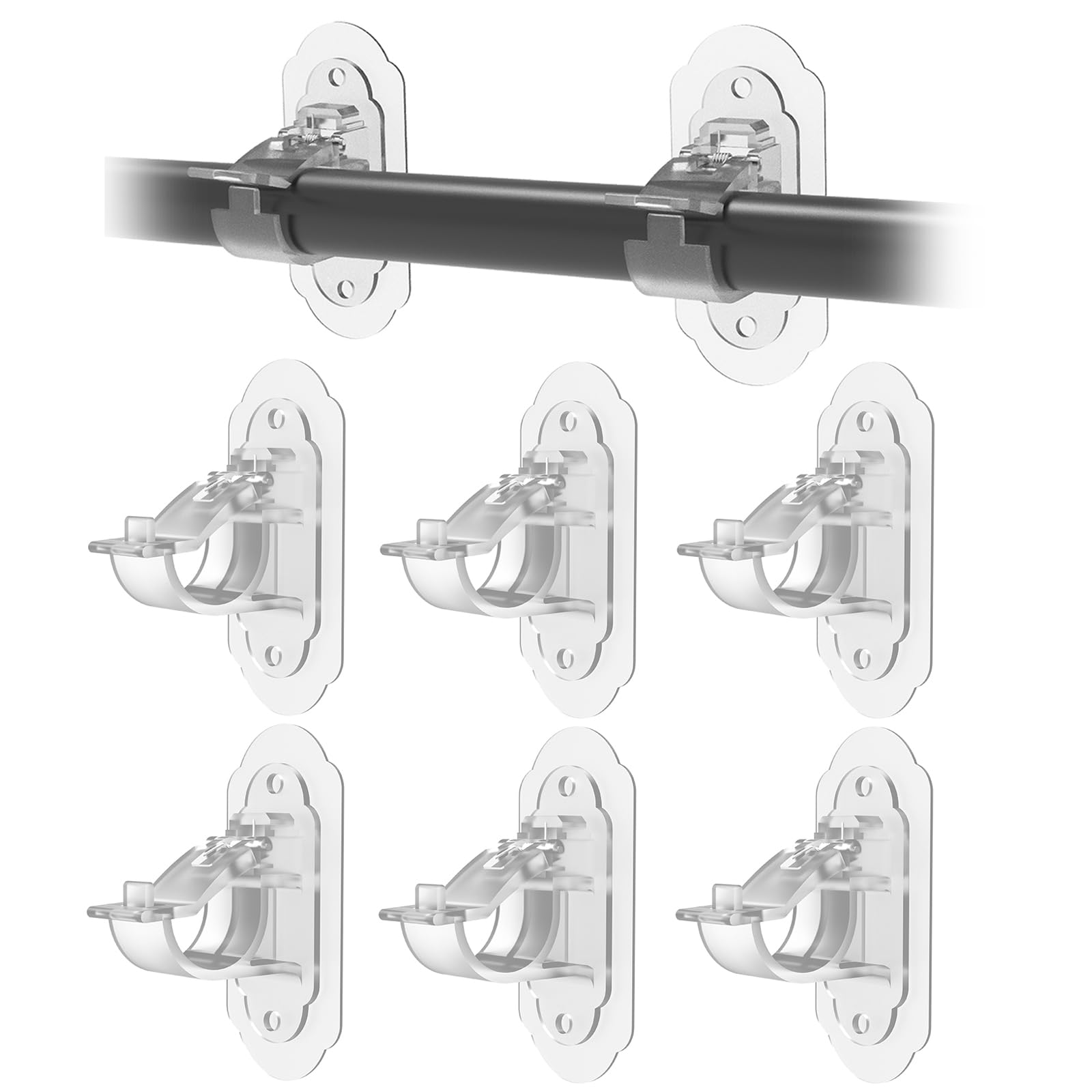 Photo 1 of ****ONLY 3 PCS*****KEAMIMU No Drill Curtain Rod Brackets? No Drill Needed Curtain Rod Holders, Adhesive Curtain Rod Holder?Multipurpose Nail Free Stick on Curtain Rod Hooks Self Adhesive Rod Holder Hooks?Clear 3Pcs