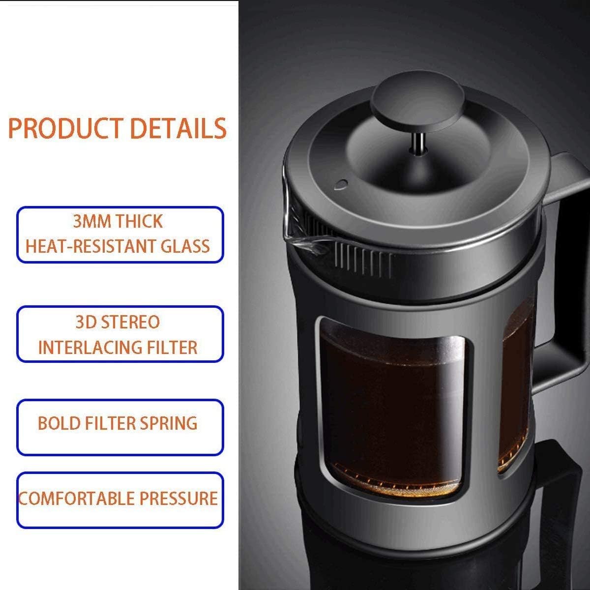 delifoods-delivery.ch ACAMPTAR Hacedor de Té de Café con Prensa Francesa de  Vidrio Prensa de Café de 600 Ml Vidrio de Borosilicato con Manejar  Resistente Al Calor Café y té Cafeteras de émbolo