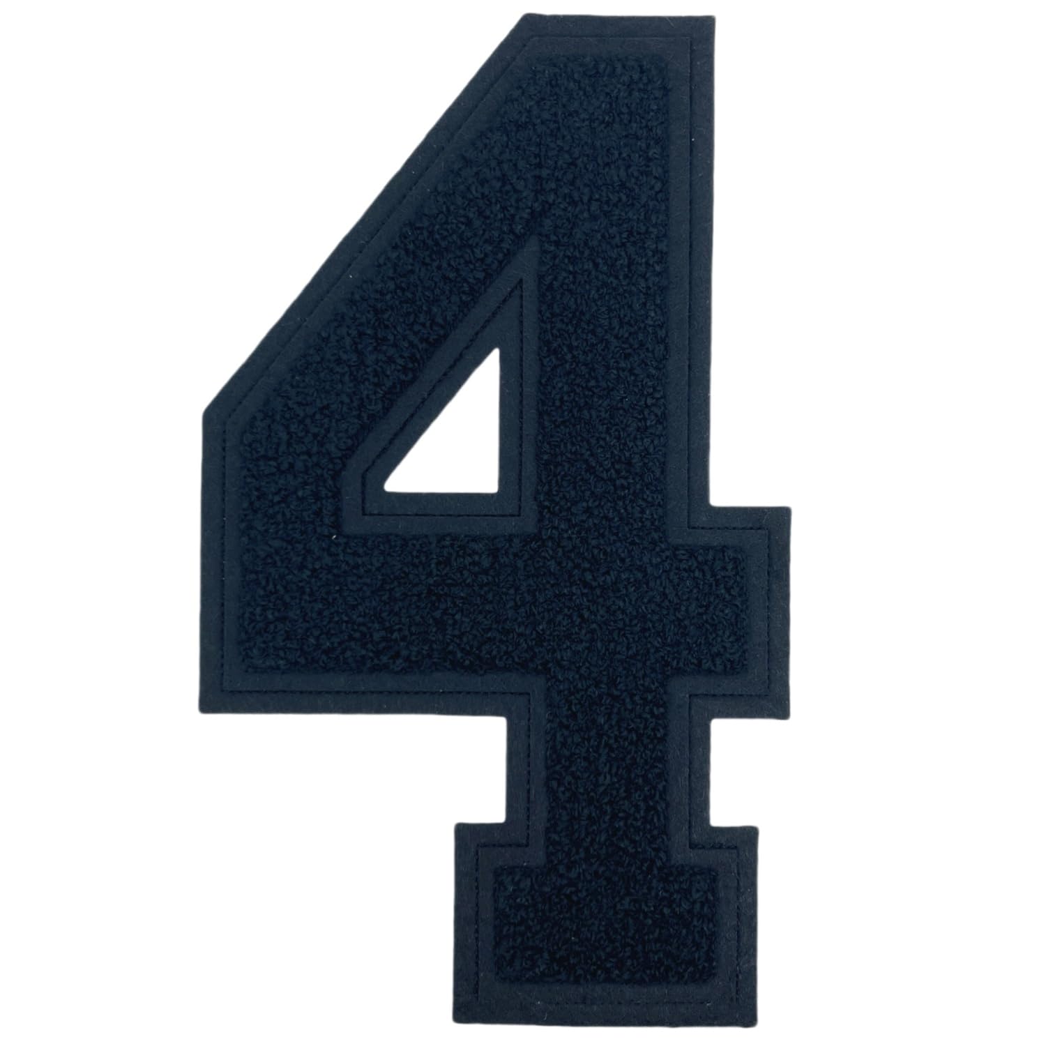 Photo 1 of 1 Pcs 10" Black Chenille Number Patch, Iron On Appliques for Clothing, Jackets, Backpacks Varsity Style Large Number Pair with Varsity Letter Patches (Black 4)