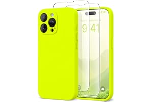 SuydanBox Magnetic for iPhone 15 Pro Max Case, Compatible with MagSafe, [Full Camera Protection][2 Screen Protectors] Silicone Shockproof Protective Phone Case for iPhone 15 Pro Max, Fluorescent Green