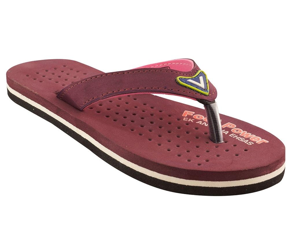 healthfit women's rubber accupressure and foot massage flip flops (red)