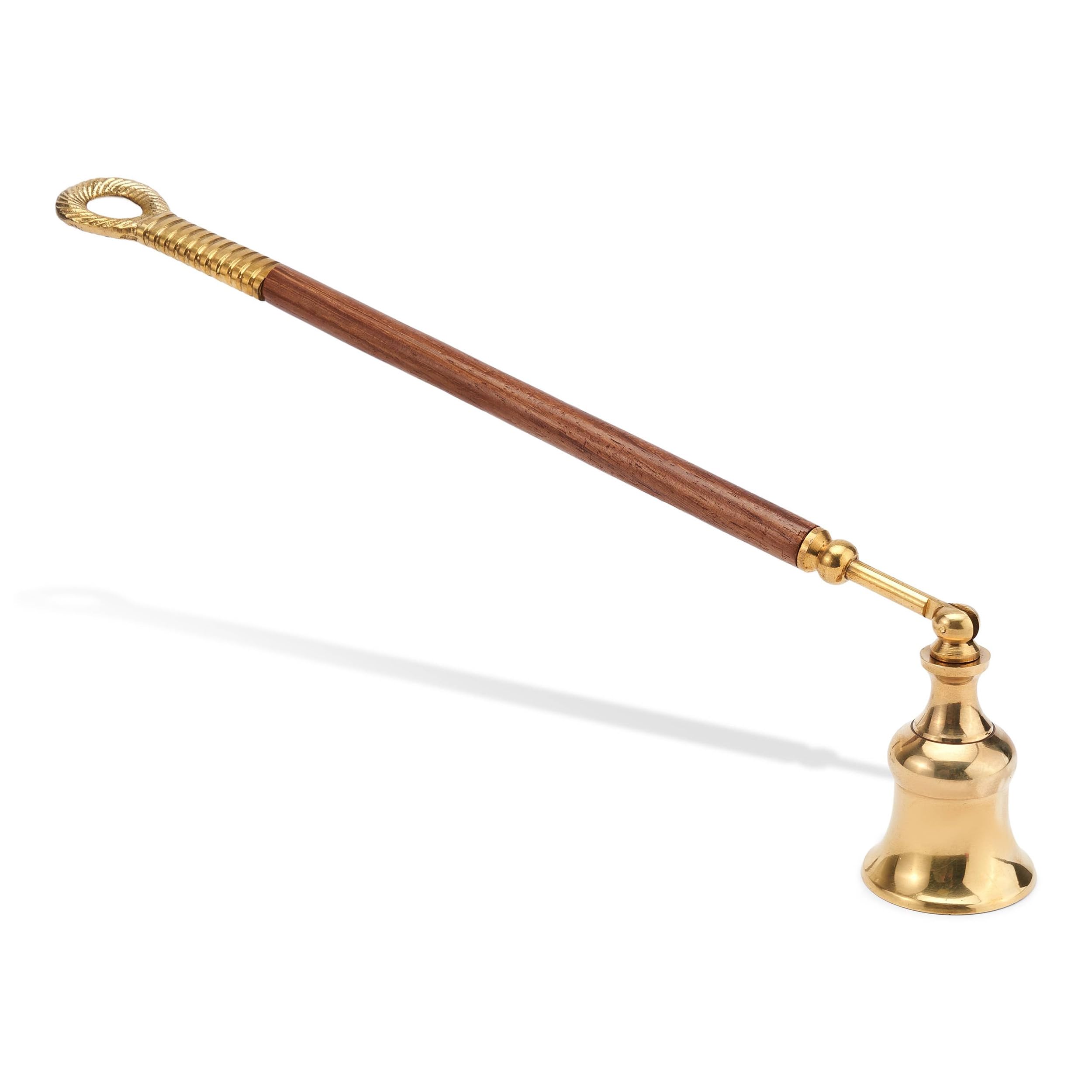 NKlaus Candle snuffer brass with wooden handle ca. 29 cm long movable head candlestick oil lamp candle snuffer 4036