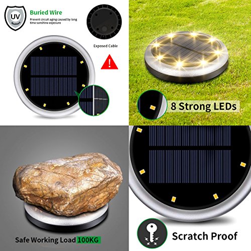 image for Number-One Waterproof 8 LEDs Solar Pathway Lights In-Ground Landscape 