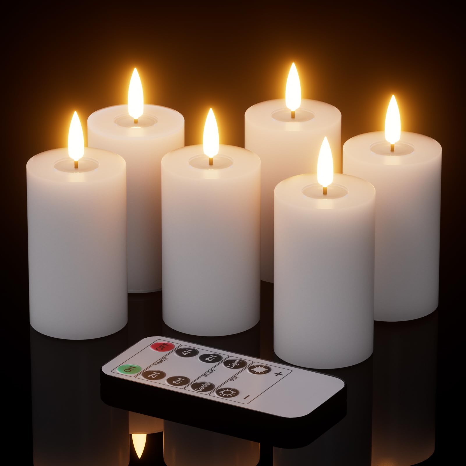 Photo 1 of Lasumora Mirror Surface Votive Candles Battery Operated with Remote Timer, 6pcs Real Wax LED Votive Candle Realistic Flickering for Wreaths Memorial Lantern ? 2" H 4.5” White