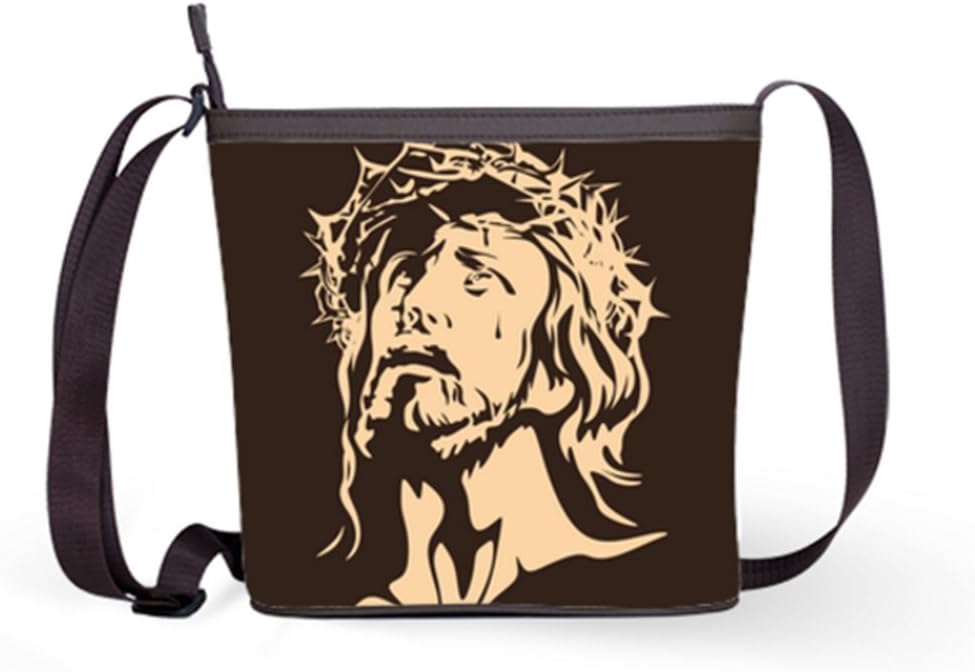 Ladies Sling Bag Shoulder Cross Body Bag With Face of Jesus Print.