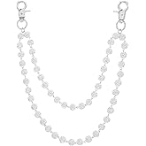 Ceramic Bead Waist Chain, Wallet Chain Layered Pants Bohemian Pants Chains for Men Women Punk Jeans KeyChain Accessories Exquisite Rhinestone Pearl