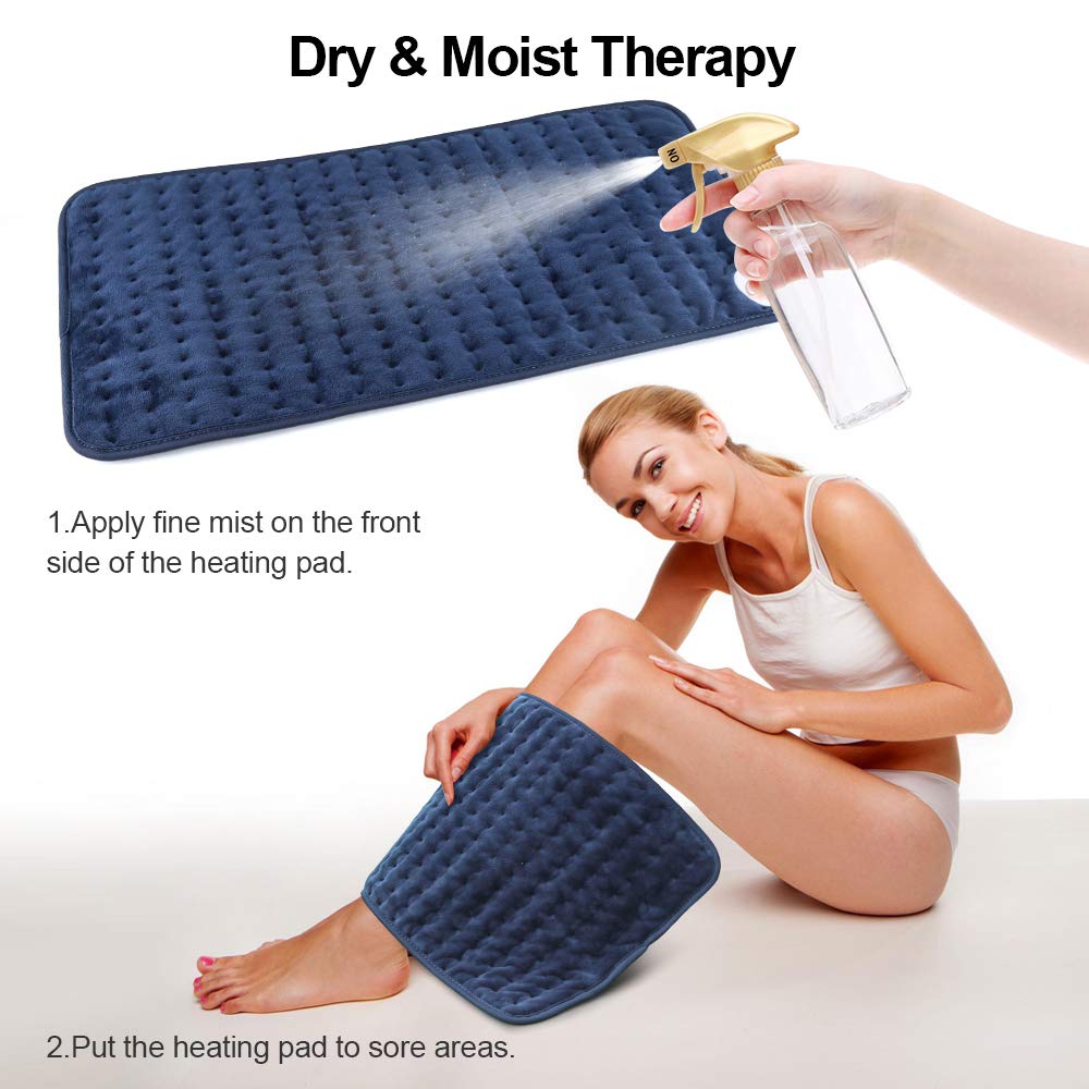 Heating Pad XL King Size for Pain Relief, Machine Washable Pad with 6 Heating Settings, Timer and Moist Therapeutic Option, Heat Therapy Pad for Neck Back Shoulder 12\