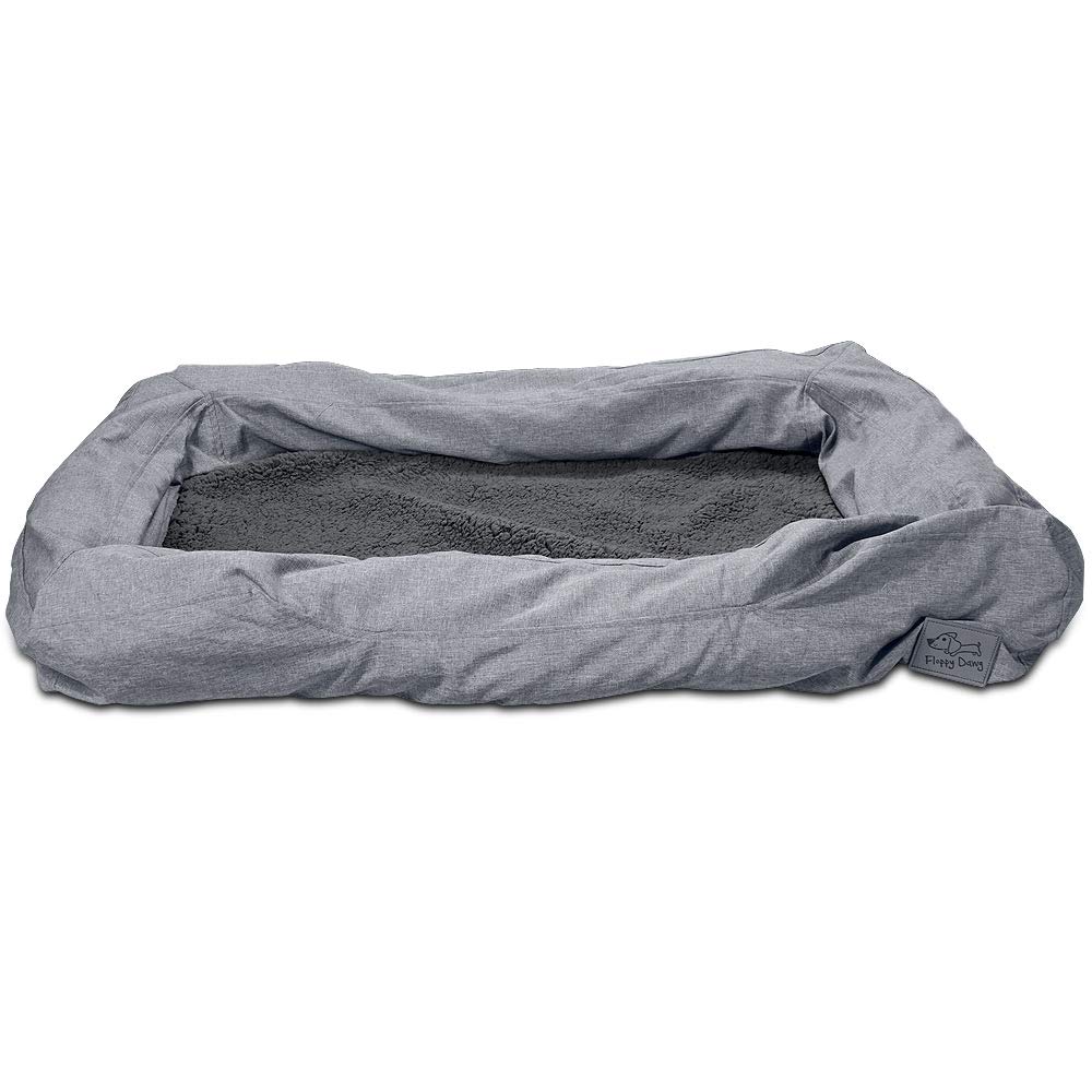 Floppy Dawg Bolster Dog Bed Replacement Cover. Fits PetFusion, JoyElf, BarksBar, and PuppBudd Sofa Style, Raised Rim, Pillow Side Models. Machine Washable, Fitted Slip-On. Large 36L x 30W.
