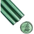 UNIQOOO Mailable Glue Gun Sealing Wax Sticks for Wax Seal Stamp - Metallic Botanical Green, Great for Birthday Cards, Wedding Invitations, Envelope, Snail Mail, Wine Package, Xmas Gift Idea, Pack of 8