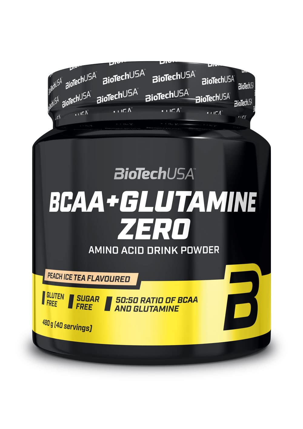 BioTechUSA BCAA + Glutamine Zero | 40 Servings | Vegan | Sugar-Free | Gluten-Free | 2:1:1 Ratio BCAAs | 480 g | Peach ice Tea