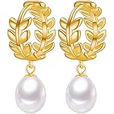 ZoVanHee Gifts for Her, Freshwater Pearl Hoop Earrings for Women, 925 Sterling Silver, Real Pearl Drop Earrings for Women, Wife, Mom, Bride, Bridesmaid