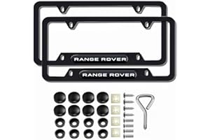 QOMAGO 2 Pcs Black License Plate Frames Metal Aluminum Material 4 Holes License Plate Covers Screw Caps Cover Set Compatible with Range Rover