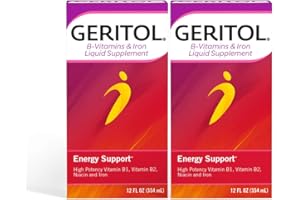 Geritol Liquid Vitamin and Iron Supplement, Energy Support, Contains High Potency B-Vitamins and Iron, Pleasant Tasting, Easy to Swallow, No Artificial Sweeteners, Non-GMO, 12 Oz, 2 Pack
