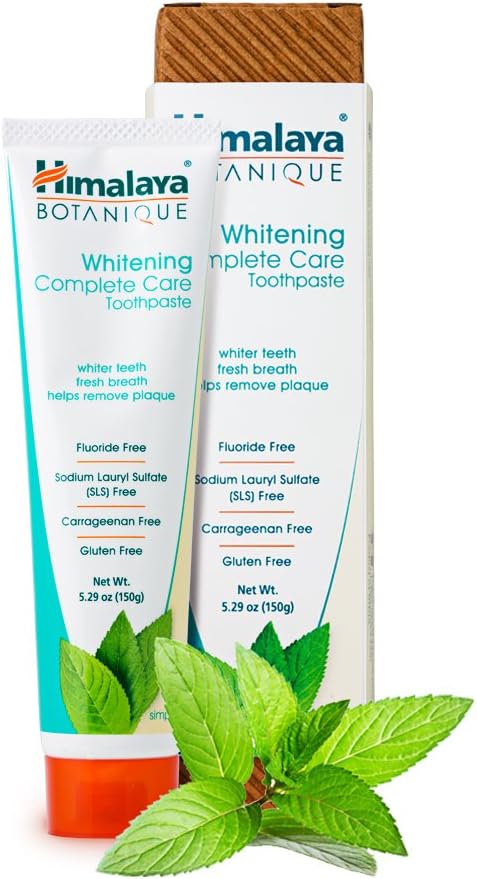Himalaya Botanique Complete Care Whitening Toothpaste, Simply Mint, for a Clean Mouth, Whiter Teeth and Fresh Breath, 5.29 oz, 2 Pack: Health & Personal Care