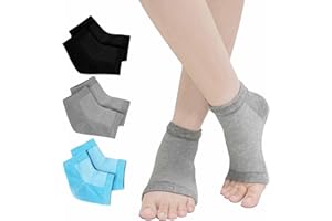 ZAKASA Moisturizing Gel Heel Socks for Dry Cracked Heels Repair - 3 Pairs Gel Lined Toeless Spa Socks for Foot Care Treatment Overnight