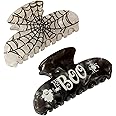 Halloween Hair Claw Clips Spider Web Hair Clip Cute Halloween Hair Accessories Black and White Hair Clips for Women Pack of 2…