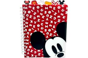 INNOVATIVE DESIGNS Disney Minnie and Mickey Mouse Journal Notebook, Spiral Bound, 144 Lined Pages, 8 x 7 inches, Red