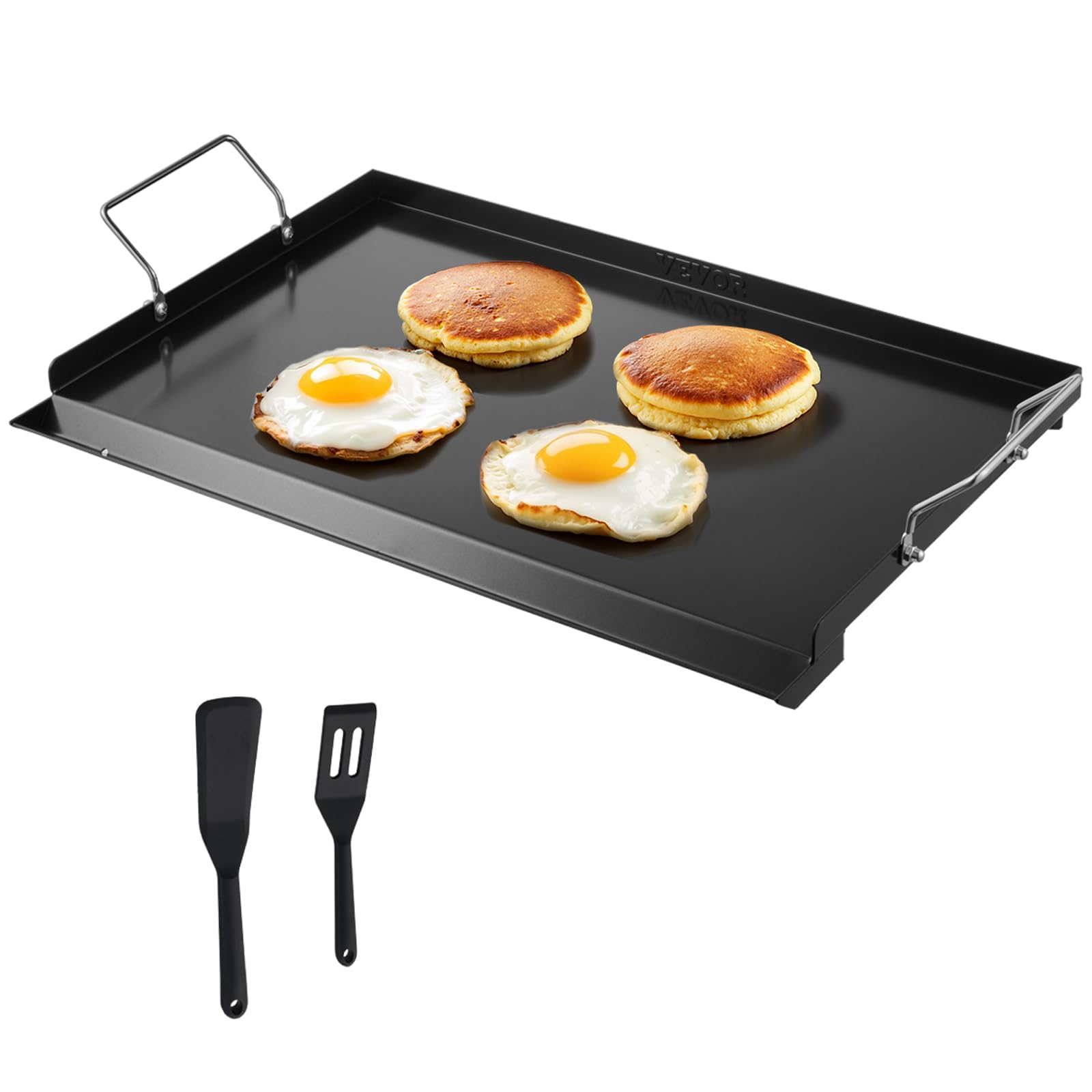 Photo 1 of VEVOR Carbon Steel Griddle, Flat Top Plate, Griddle for BBQ Charcoal/Gas Gril with 2 Handles, Rectangular Flat Top Grill with Extra Drain Hole for Tailgating and Party
