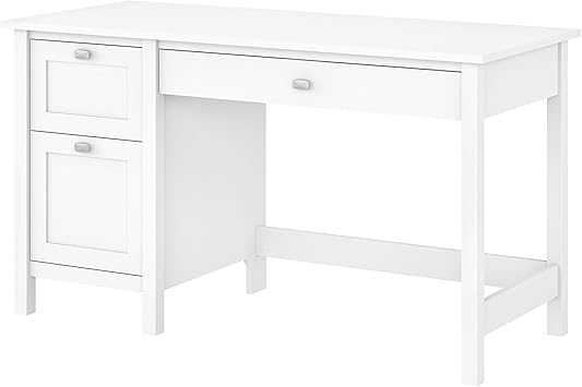 Amazon Com Bush Furniture Broadview Computer Desk With Drawers In Pure White Furniture Decor