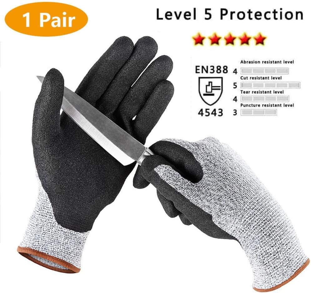Cut Resistant Gloves Anti-Slip High Performance Level 5 Protection Safety Kitchen Outdoor Yard Work Auto Repair Flexible Breathable Cool Stretchy Work Gloves