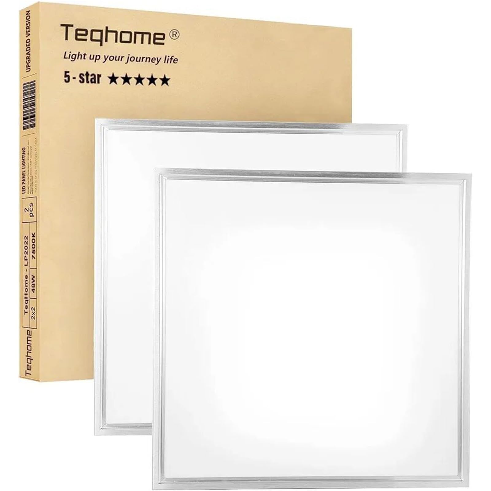 Photo 1 of 1 PIECE** LED Flat Panel Light 2x2 ft,White LED Drop Ceiling Office Lights,48W=150W Indoor Commercial Flat Backlit Fixture, 5800LM/7500K,CE & RoHS Certified,Dustproof & Troffer Recessed Edge-Lit Design,1 Pack