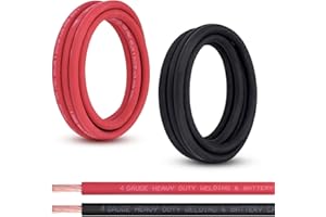 Shirbly 4 Gauge Battery Cable, 10FT Red + 10FT Black 4 AWG Pure Copper Wire Welding Cable, for Automotive, Battery, Solar and Generator, Standard USA OFC Wire