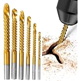 6-Pack High-Speed Steel Metalworking Set, Drill Bits for Wood Drilling | 135&deg; Gold Finish, for Drilling Screwing Boring Carving Cutting Polishing