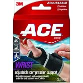 ACE Brand Adjustable Compression Wrist Support, Moderate Support for Weak, Sore or Injured Joints, Wrist Support Conforms to Wrist, One Size Fits Most