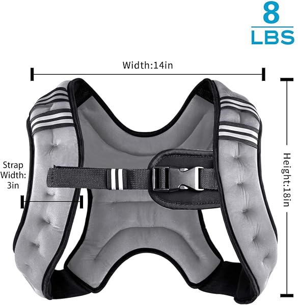 HENKELION WEIGHTED VEST WEIGHT VEST FOR MEN WOMEN KIDS WEIGHTS INCLUDED, BODY WEIGHT VESTS ADJUSTABLE FOR RUNNING, TRAINING WORKOUT, JOGGING, WALKING – GREY – 8 LBS