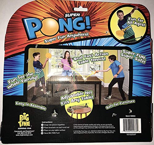 image for Big Time Super Pong Complete Portable Table Tennis Set - Includes Ping
