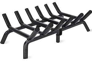 STBoo Fireplace Grate 20inch - Wood Stove Fire Grates Heavy Duty | Fireplace Log Holder | Firewood Log Burning Wrought Cast Iron Rack | Fire Pit Tray for Indoor Chimney Hearth & Outdoor Kindling Tool