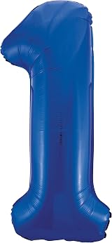 Unique Blue Number 1 Shaped Large Foil Balloon 86cm - 1 Piece