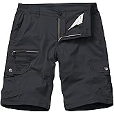 mosingle Bermuda Womens Cargo Shorts Lightweight Cotton Casual Hiking Shorts Multi-Pockets Elastic Waist #2110-Black Grey-8-new