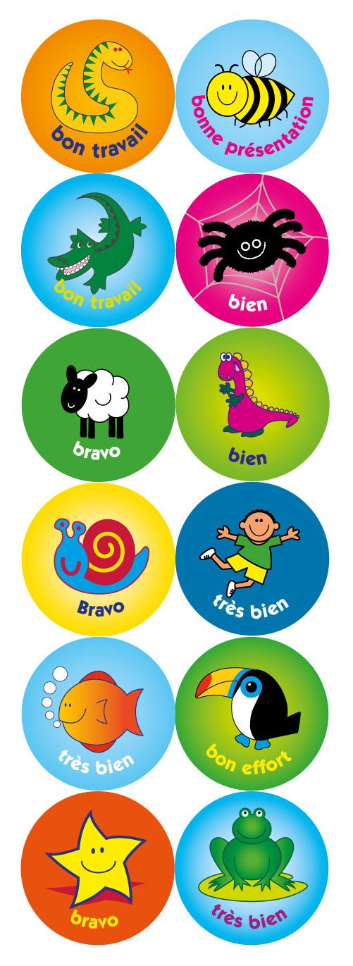 French Language Reward Stickers. 24mm. 120 Stickers per Pack.