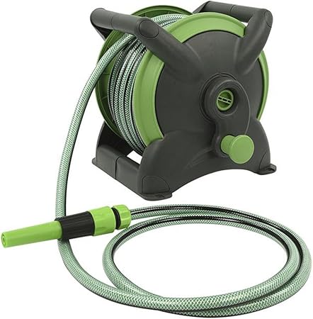 Gartenschlauch Aufroller 15m Schlauch Schlauchaufroller Inkl 4 Teiliges Spritzdusen Satz Schlauchrolle Amazon De Garten